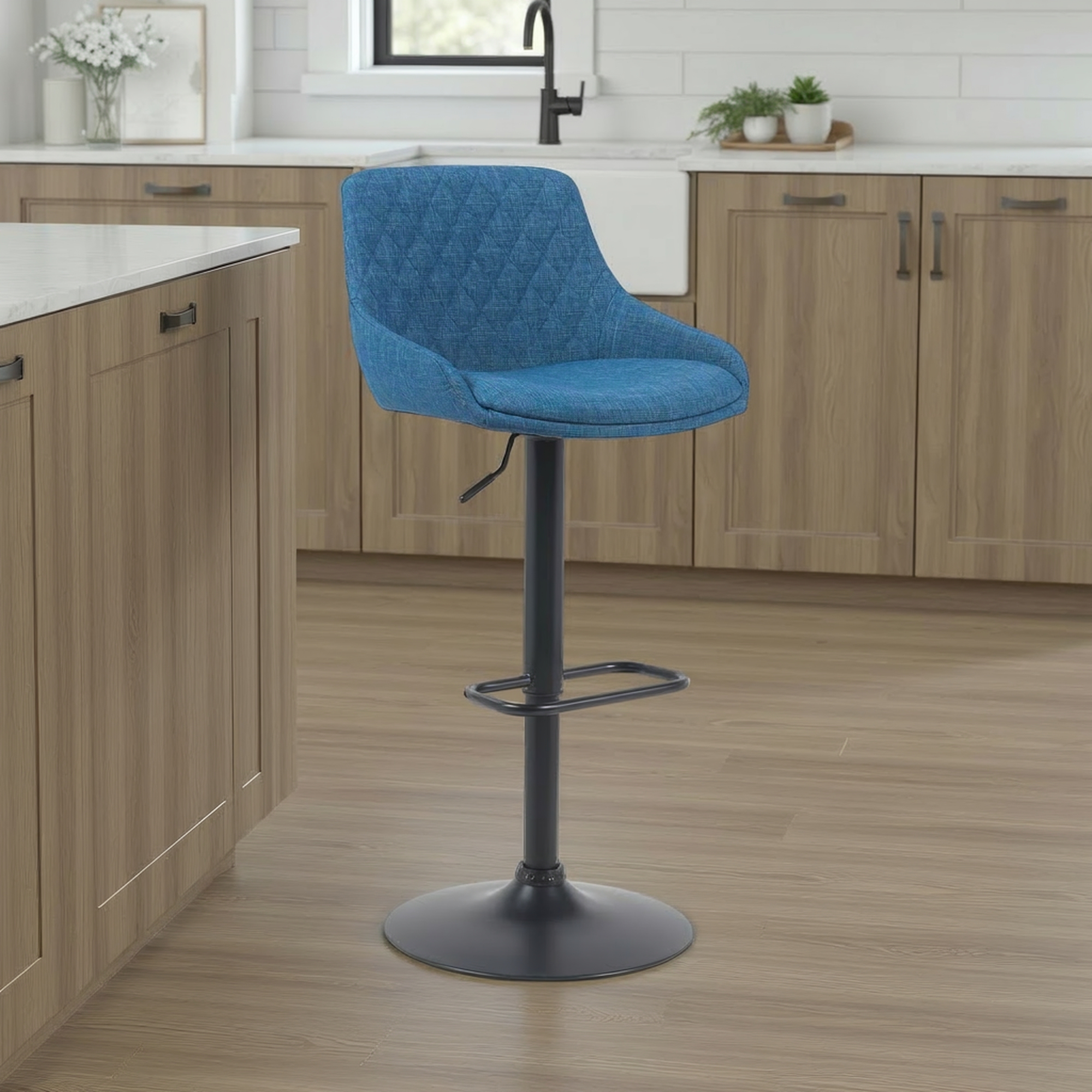 Upholstered Adjustable Swivel Barstool