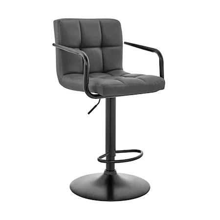 Contemporary Adjustable Height Faux Leather Swivel Bar Stool