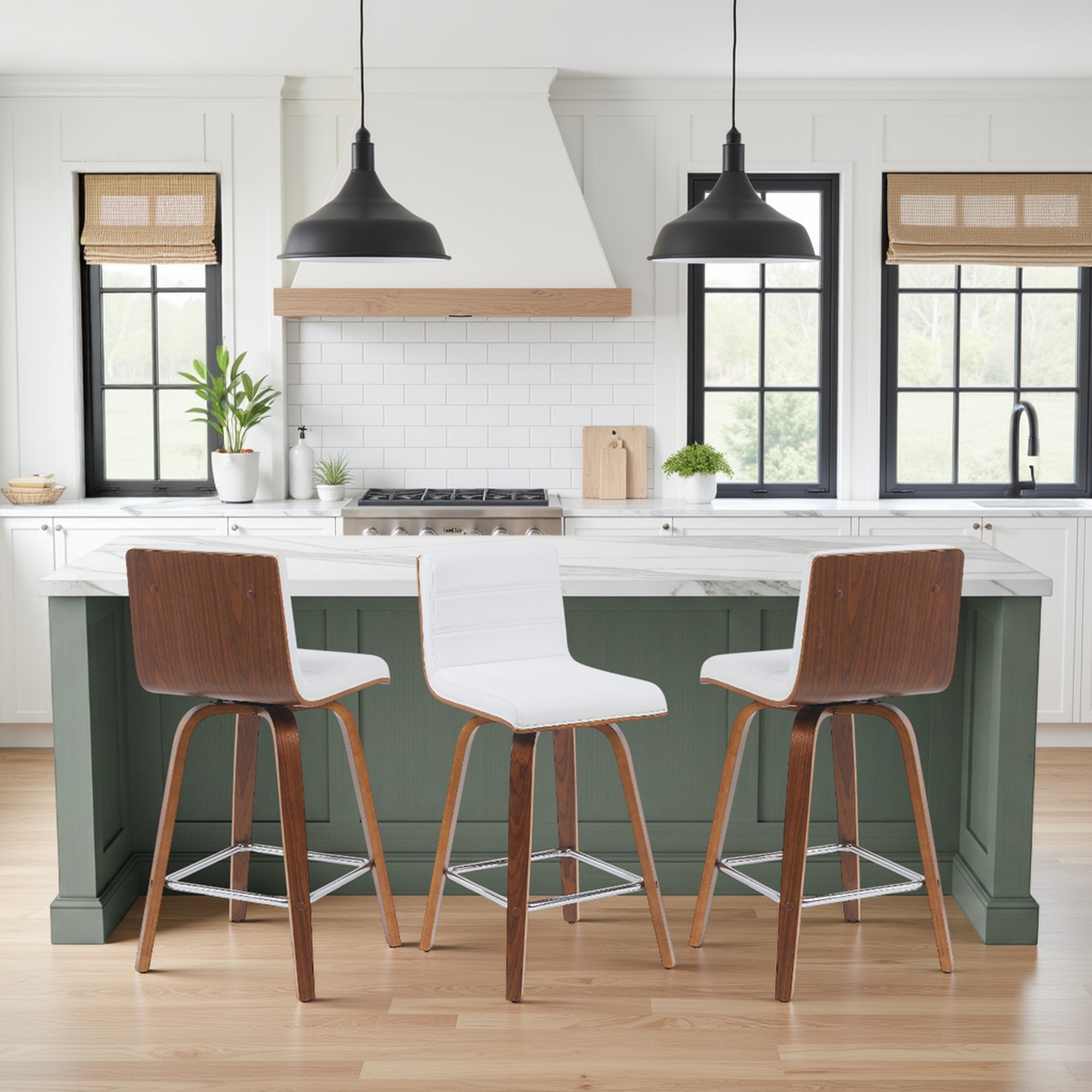 Armen Living Vienna Upholstered Swivel Counter Stool