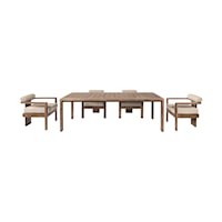 Contemporary 5 Piece Patio Dining Set in Weathered Eucalyptus Wood