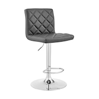 Duval Adjustable Gray Faux Leather and Charcoal Swivel Barstool