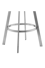 Armen Living Roman Roman 26" Gray Faux Leather and Brushed Stainless Steel Swivel Bar Stool