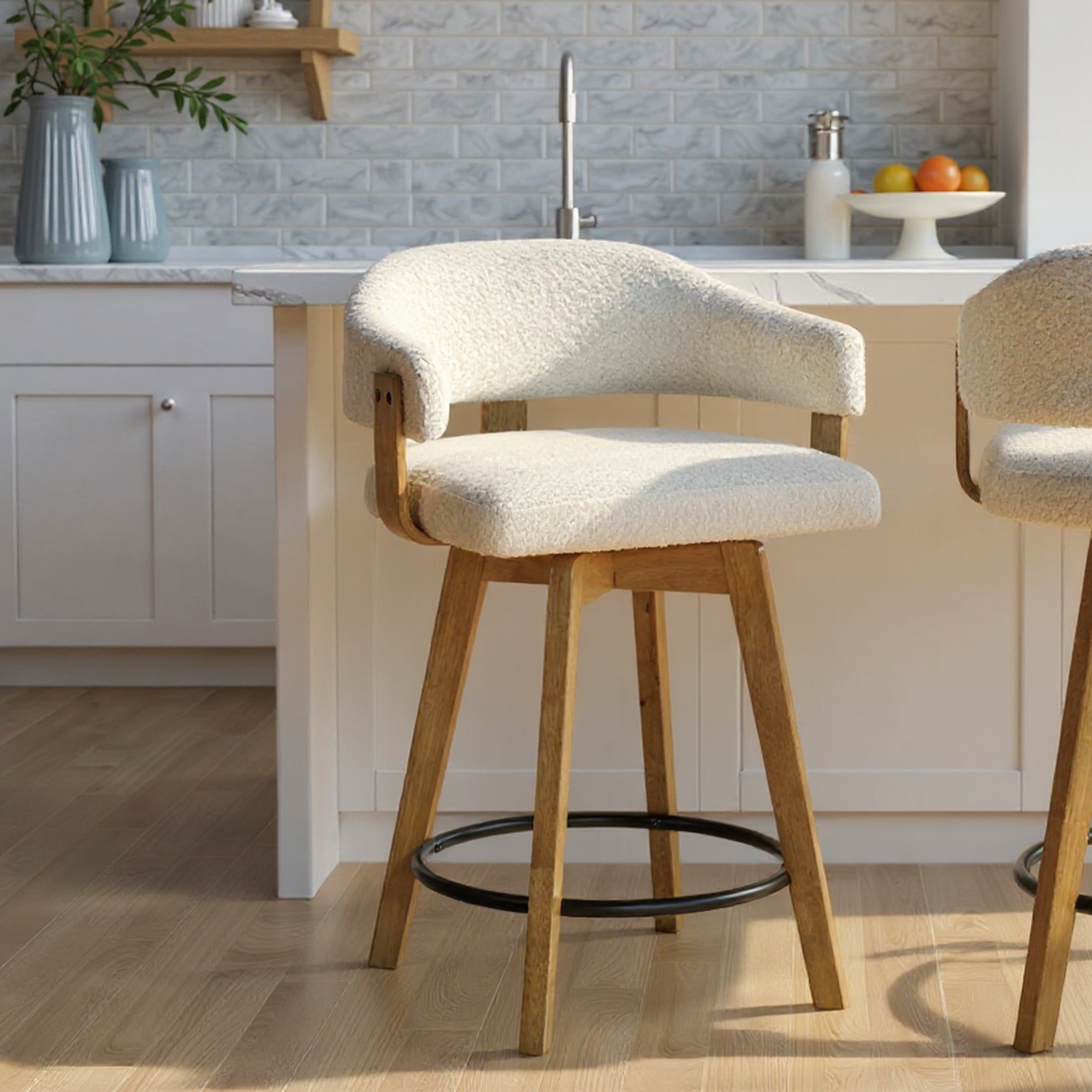 Armen Living Callah Upholstered Low-Back Counter Stool