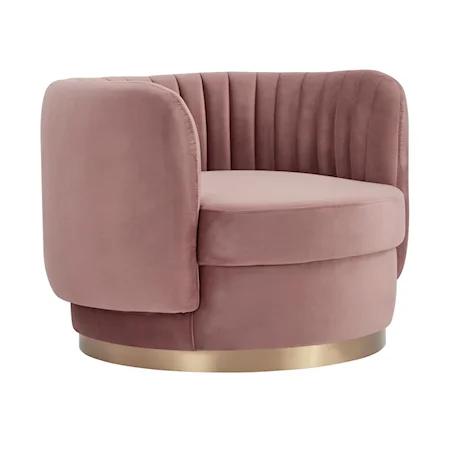 Contemporary Velvet Swivel Accent Chair with Gold Base