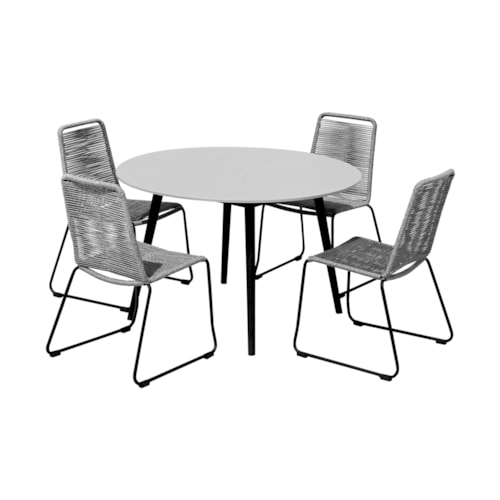 Contemporary 5-Piece Outdoor Dining Set with Rope Detailed Seats