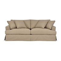 Transitional 93" Skirted Sofa with 4 Toss Pillows