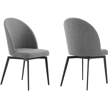 Sunny Swivel Gray Fabric and Metal Dining Room Chairs - Set of 2