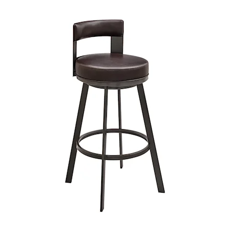 Contemporary 26" Swivel Counter Stool with Brushed Stainless Steel and Open Back