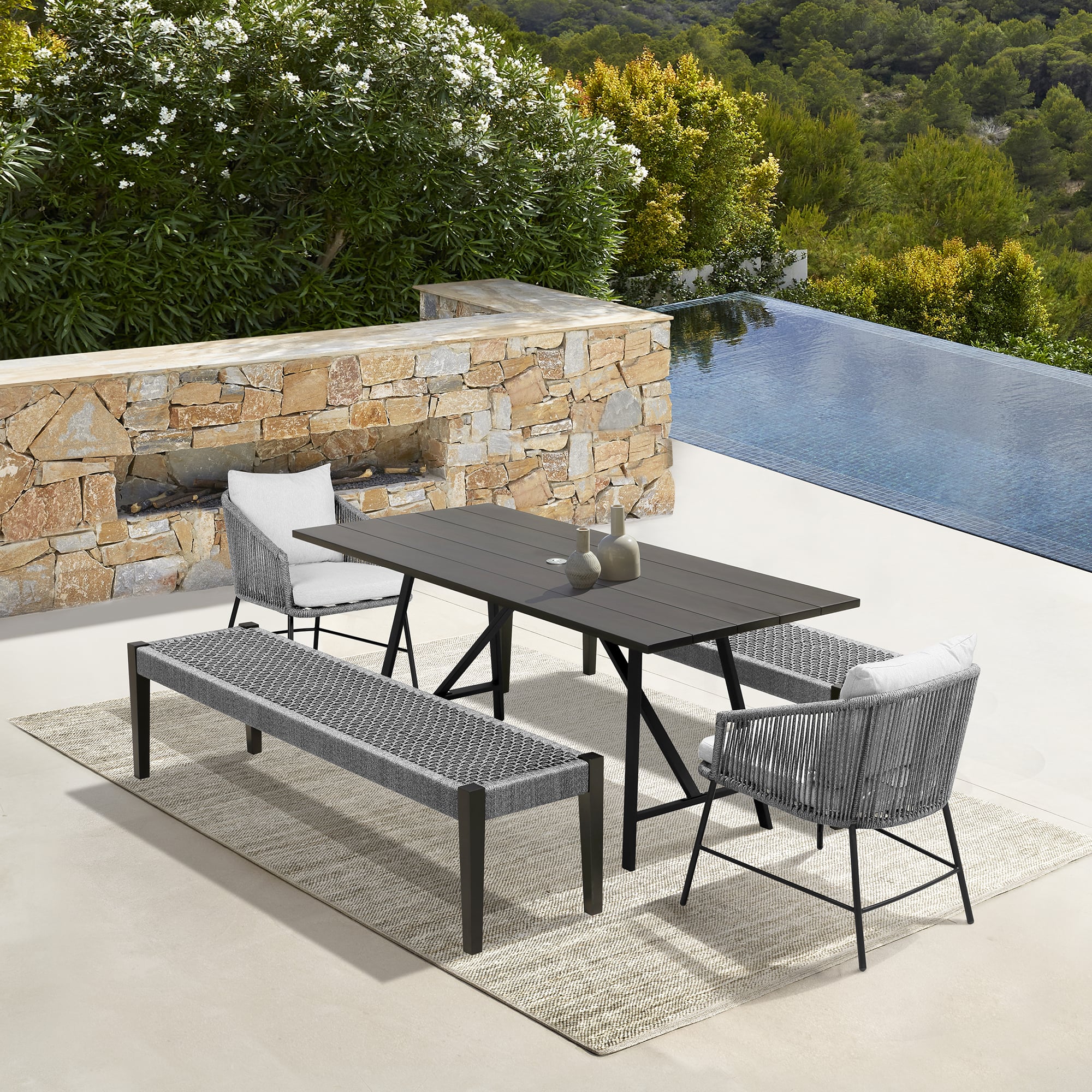Armen Living Frinton / Ditas / Rhett 5-Piece Outdoor Dining Set