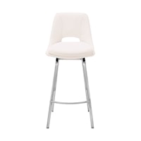 Contemporary Faux Leather and Stainless Steel Swivel Counter Stool
