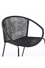 Armen Living Snack Snack Indoor Outdoor Stackable Steel Dining Chair with Grey Rope - Set of 2