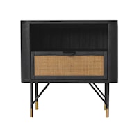 Contemporary 1-Drawer Nightstand with Woven Cane