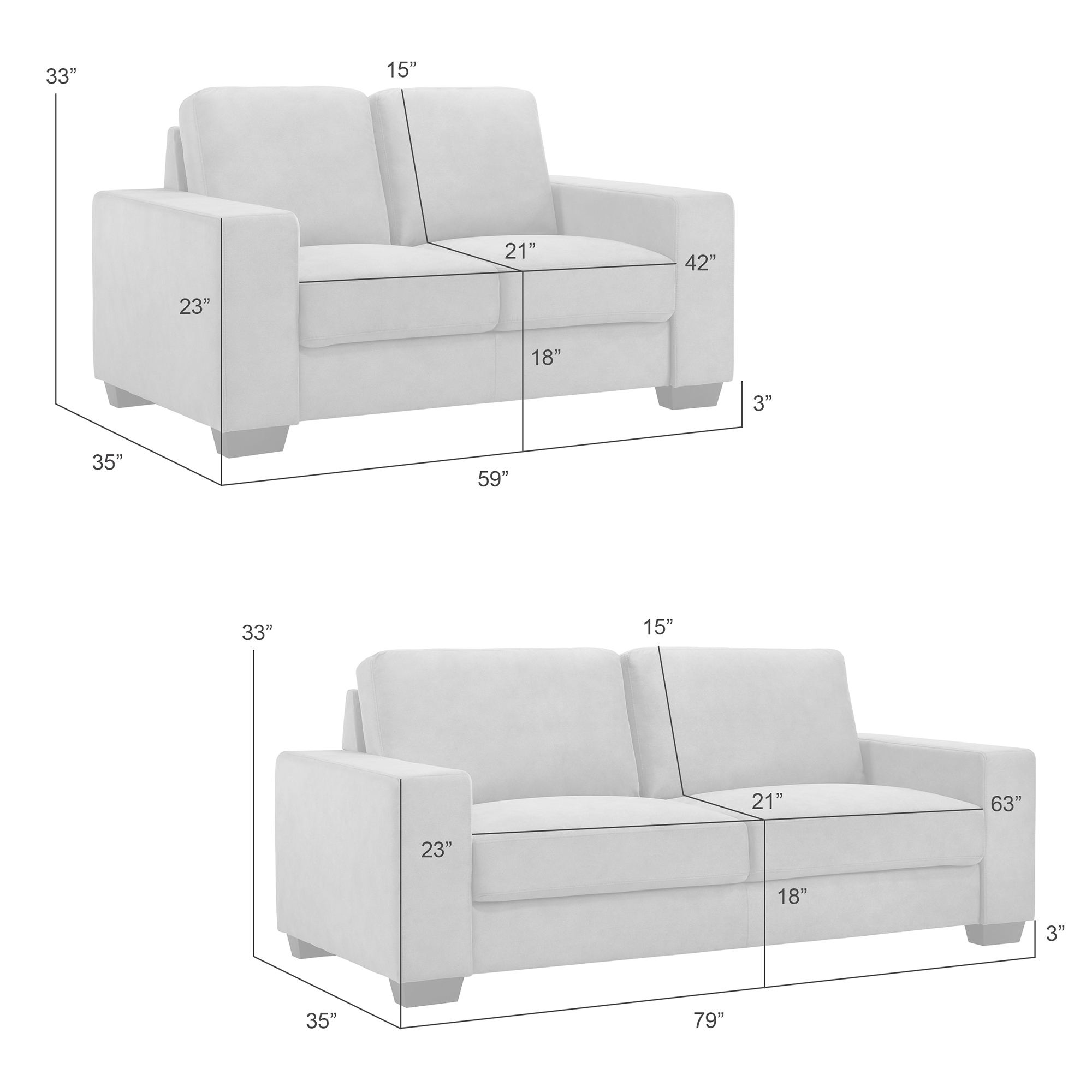 Armen Living Yvonne 2-pc. Track-Arm Living Room Set