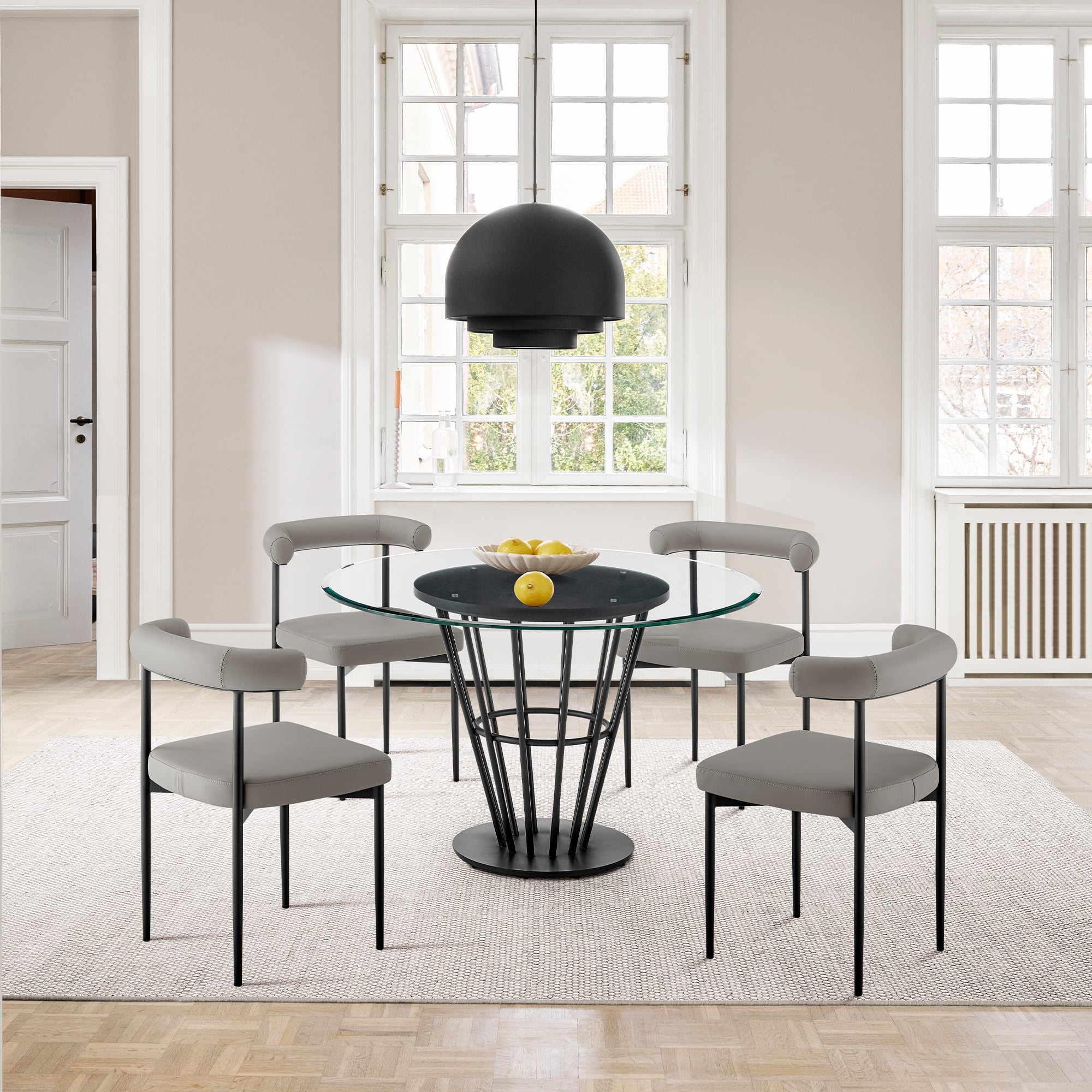 Armen Living Veronica / Shannon 5-Piece Round Dining Table Set