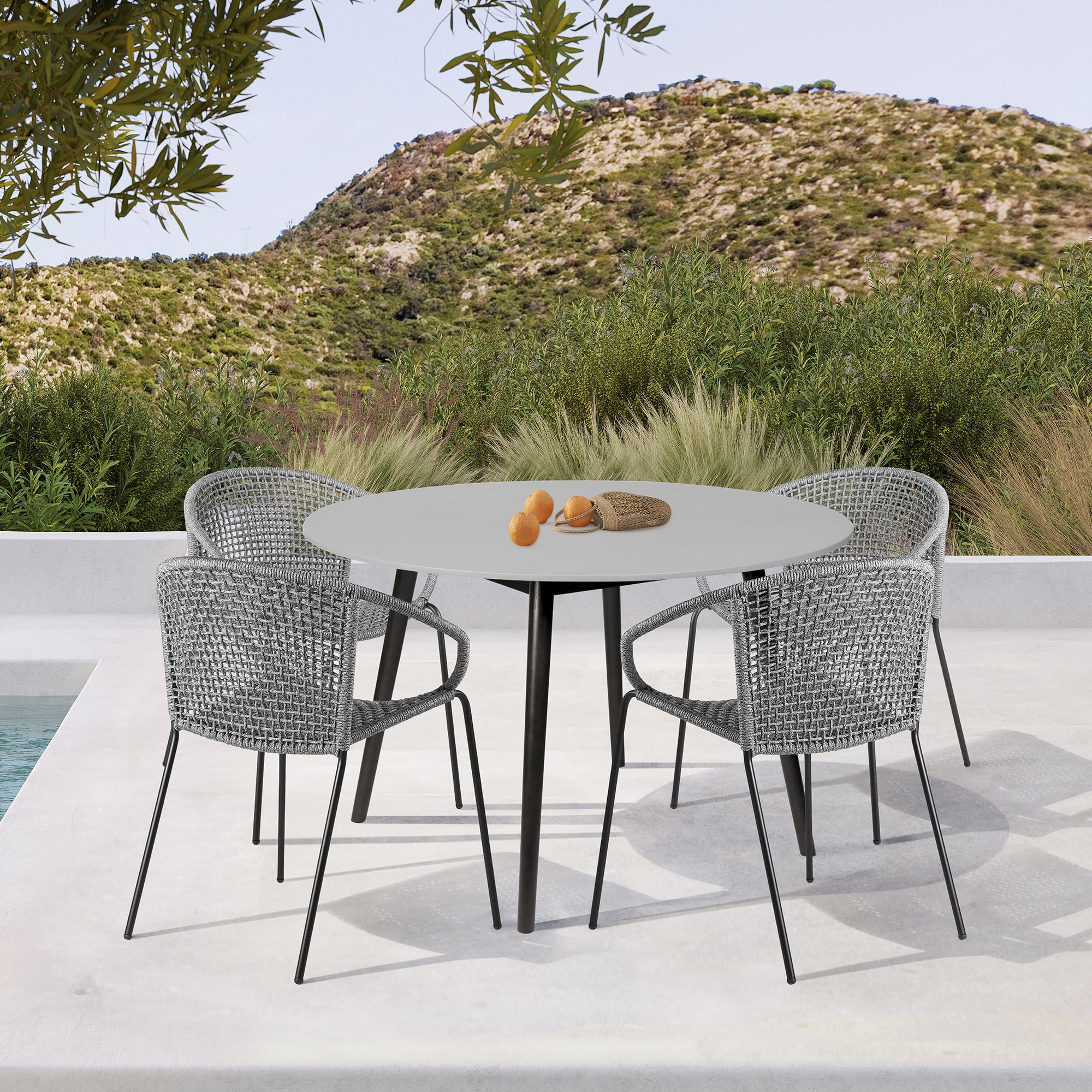 Armen Living Kylie 47" Round Outdoor Dining Table