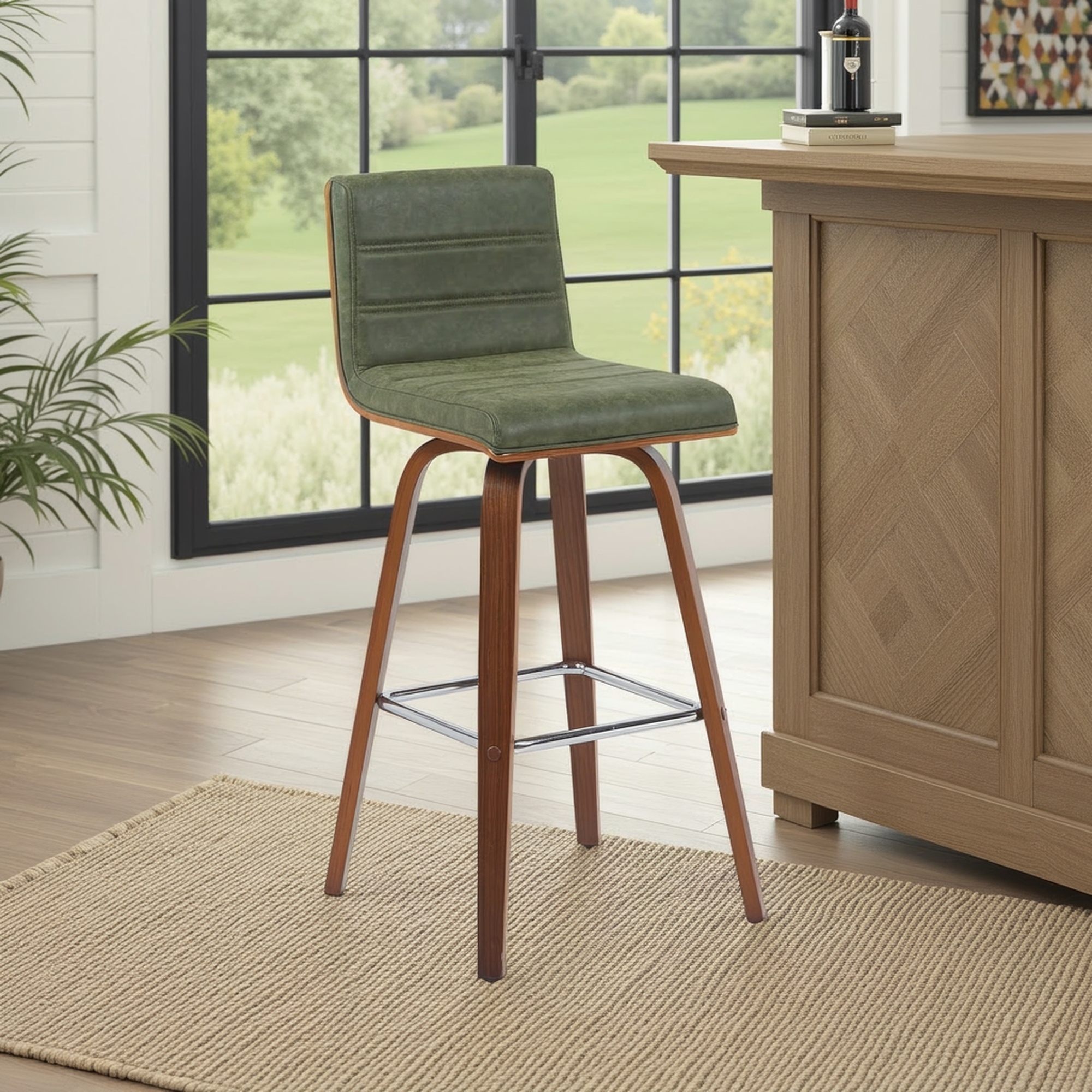 Armen Living Vienna Upholstered Swivel Barstool