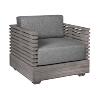 Contemporary Gray Outdoor Chair with Wood Frame
