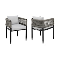 Set of 2 Contemporary Outdoor Dining Chairs with Cushions