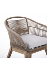 Armen Living Tutti Fruitti Tutti Frutti Indoor Outdoor Dining Chair in Dark Eucalyptus Wood with Latte Rope and Grey Cushions