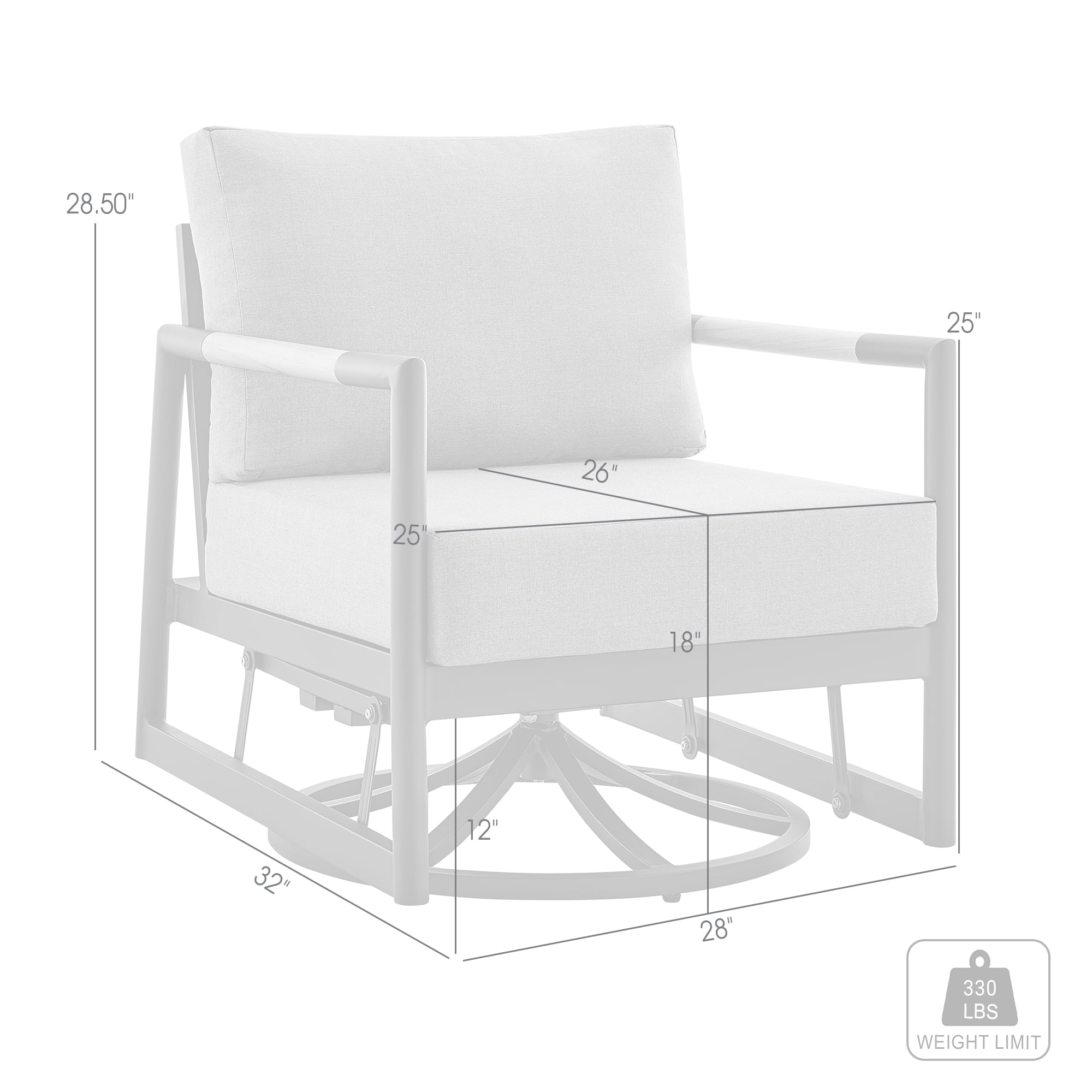 Armen Living Crown Outdoor Swivel Glider Chair
