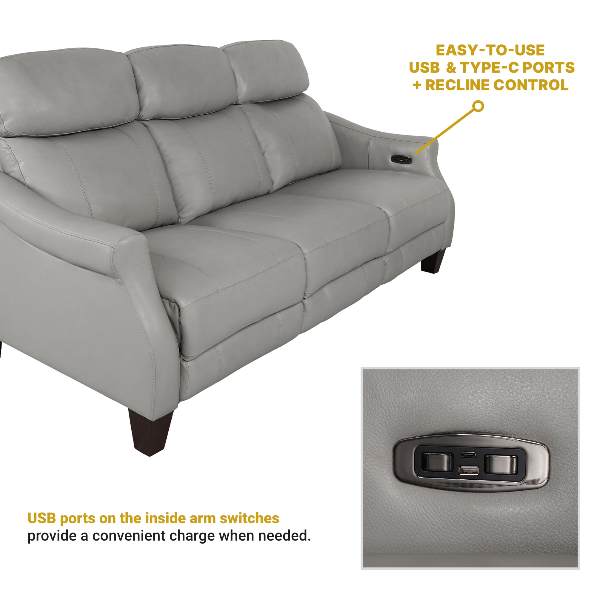 Armen Living Felicity Zero Gravity Power Reclining Sofa