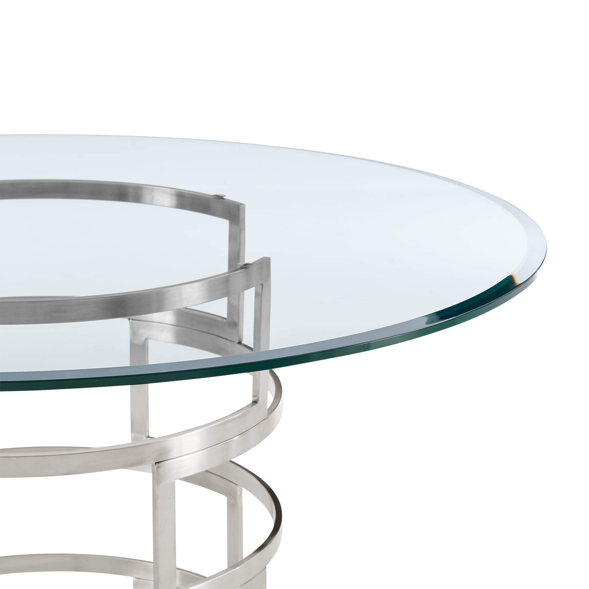 Armen Living Diaz 48" Round Glass-Top Dining Table