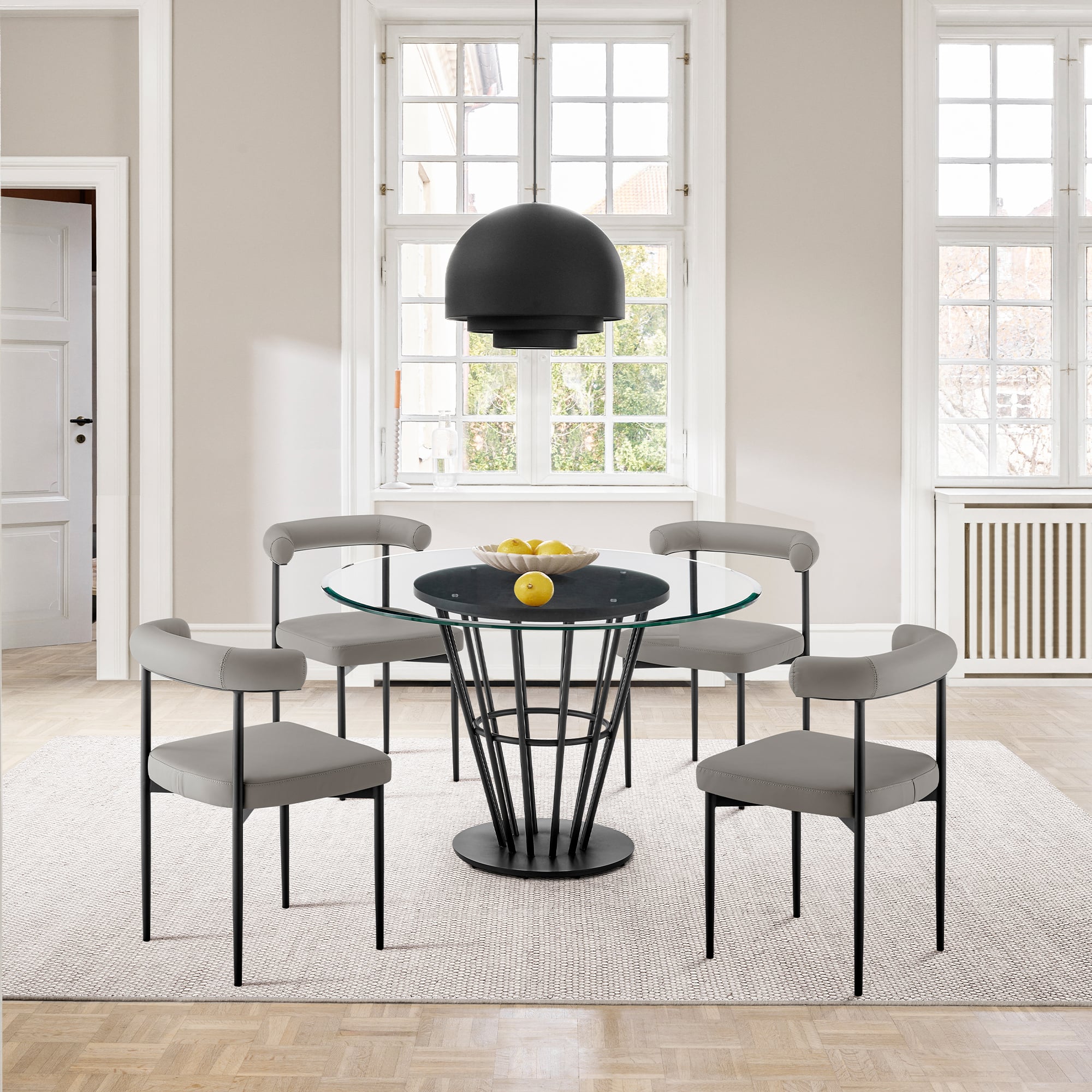 Armen Living Veronica 48" Round Glass-Top Dining Table