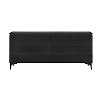 Contemporary 6-Drawer Dresser with Metal Legs