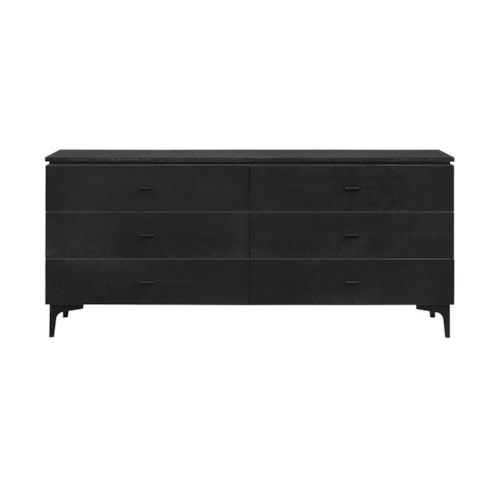 Contemporary 6-Drawer Dresser with Metal Legs