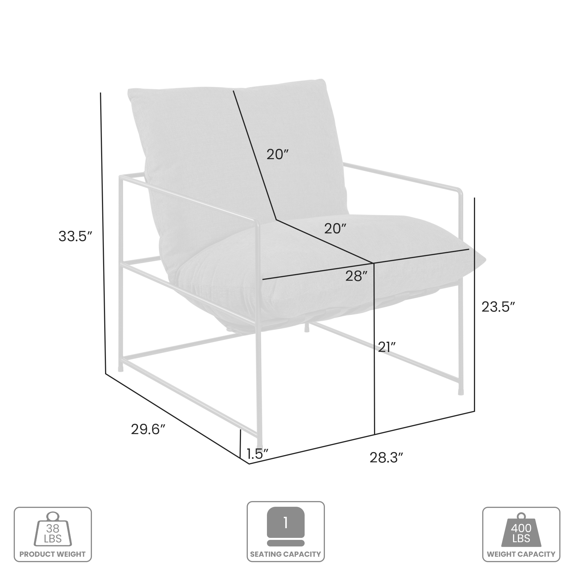 Armen Living Rogan Modern Industrial Accent Chair