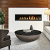 Armen Living Melody  Round Coffee Table in Black Brushed Oak