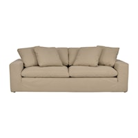 Contemporary Brown 2-Cushion Sofa with Tuxedo Arms