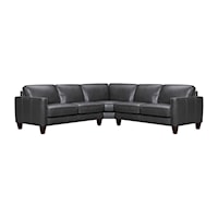 Contemporary Black 3-Piece Leather Sectional Sofa with Track Arms