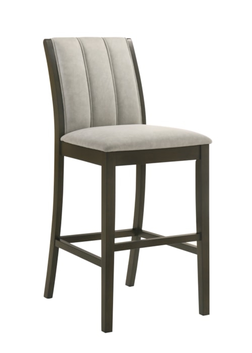 Modern Full-Back Upholstered Counter Stool with Channel Tufting