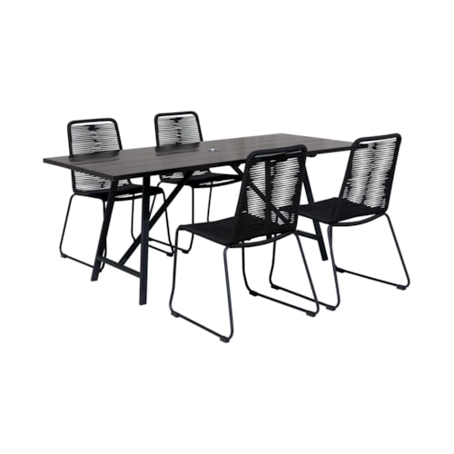 Contemporary 5-Piece Outdoor Dining Set with Rope Details
