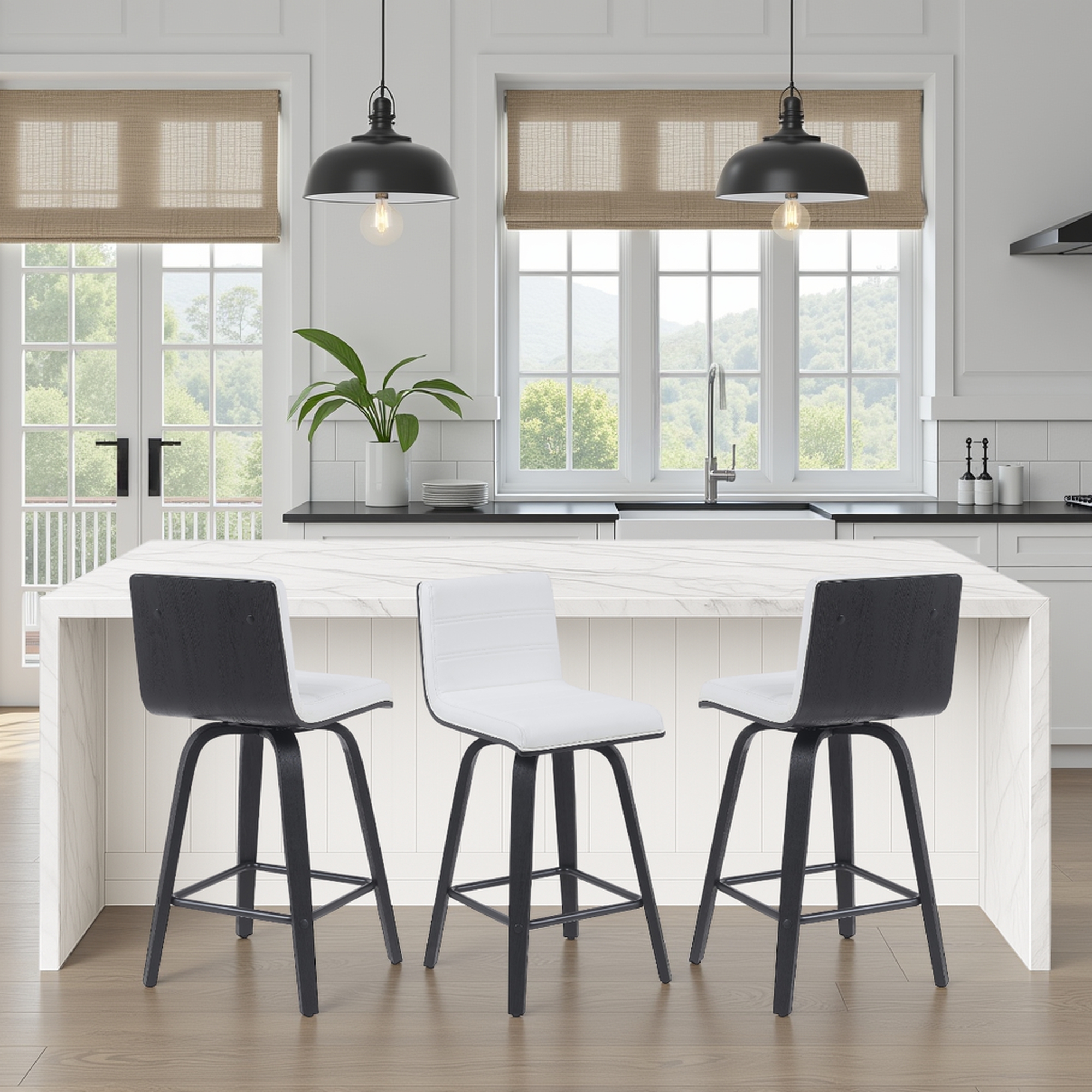 Armen Living Vienna Upholstered Swivel Counter Stool