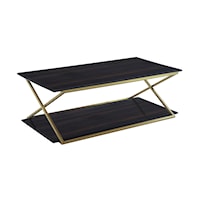 Westlake Dark Brown Veneer Coffee Table with Brushed Gold Legs