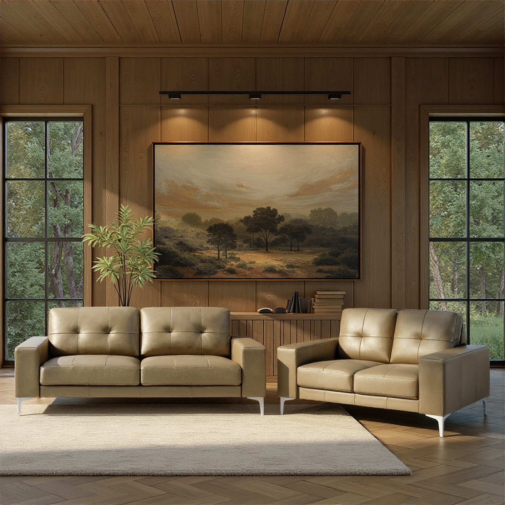 Leather Robust Track-Arm Loveseat
