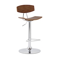 Contemporary Walnut and Chrome Adjustable Height Bar Stool