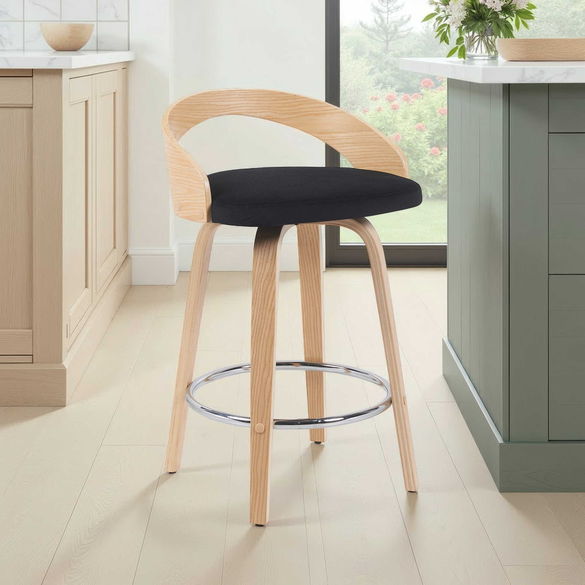 Armen Living Sonia Open-Back Swivel Counter Stool