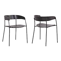 Contemporary Wood and Metal Modern Dining Room Chairs Set of 2