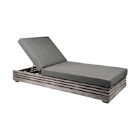 Contemporary Gray Outdoor Chaise with Wood Base