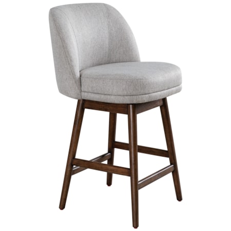 Upholstered Solid Wood Swivel Counter Stool