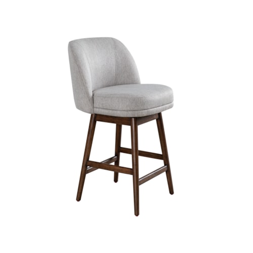 Contemporary Upholstered Solid Wood Swivel Counter Stool