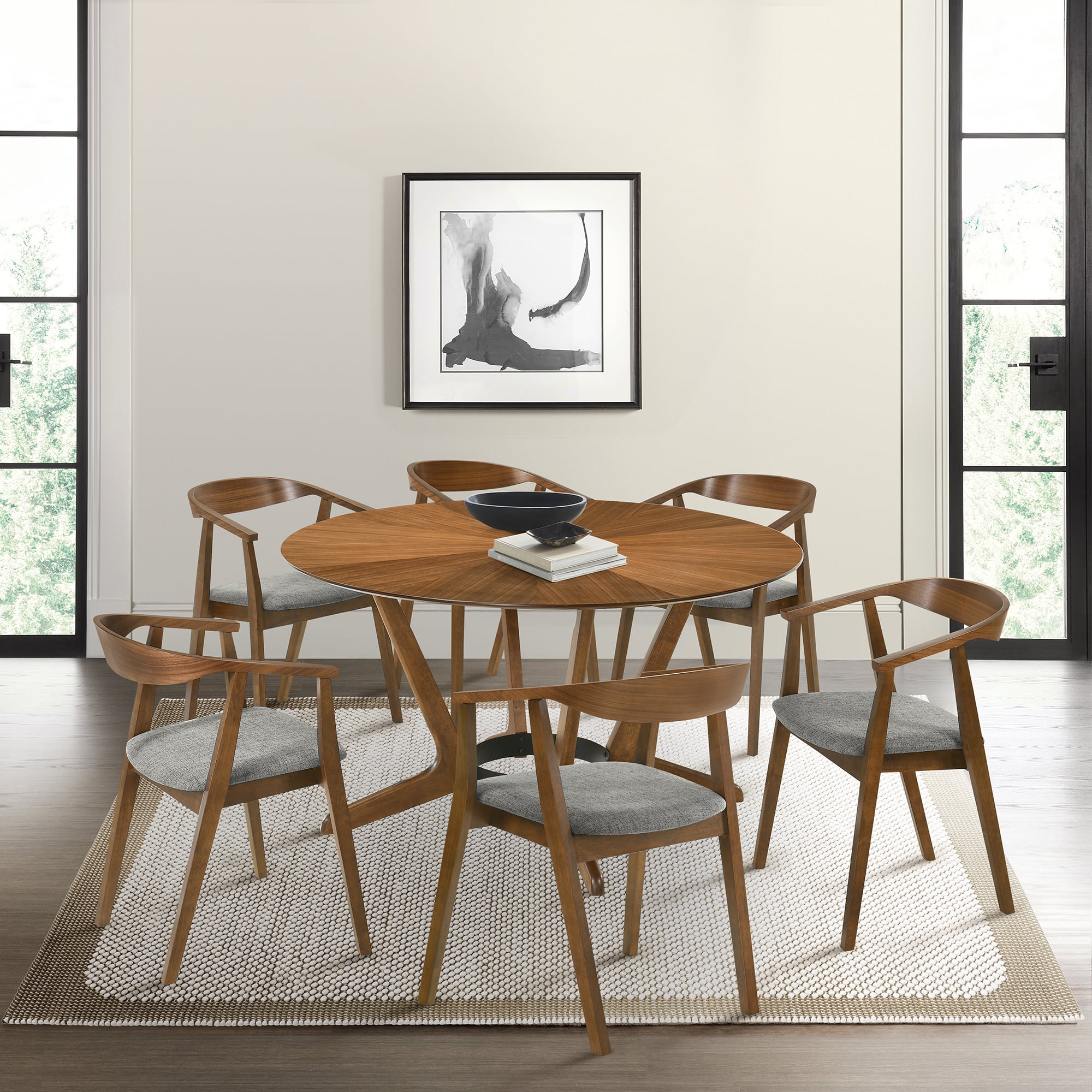 Armen Living Santana 7-pc. Round Wood Dining Set