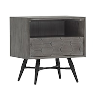 Contemporary Gray Wood Nightstand with Drawer