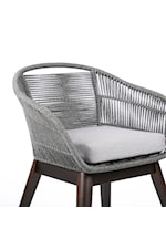 Armen Living Tutti Fruitti Tutti Frutti Indoor Outdoor Dining Chair in Light Eucalyptus Wood with Latte Rope and Grey Cushion