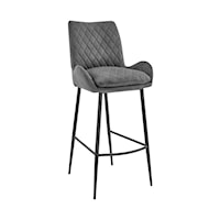 Panama 26" Counter Height Bar Stool in Charcoal Fabric and Black Finish