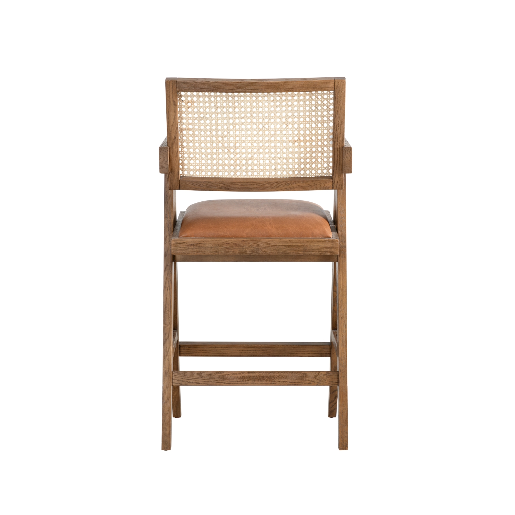 Woven-Back Counter Stool w/Upholstered Seat