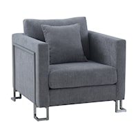 Contemporary Upholstered Chair with Brushed Stainless Steel Legs